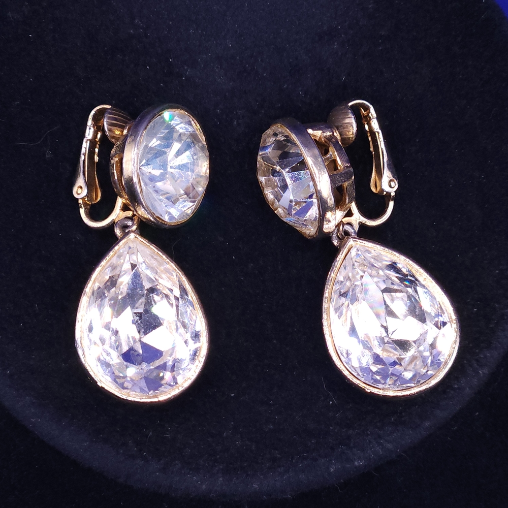 Kenneth Jay Lane Gold and Silver Crystal Earrings - Picture 12 of 14
